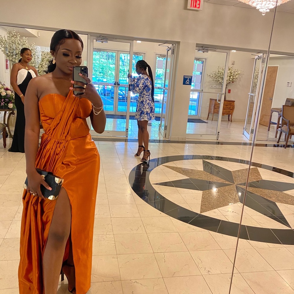 Of the shoulder custom made dress